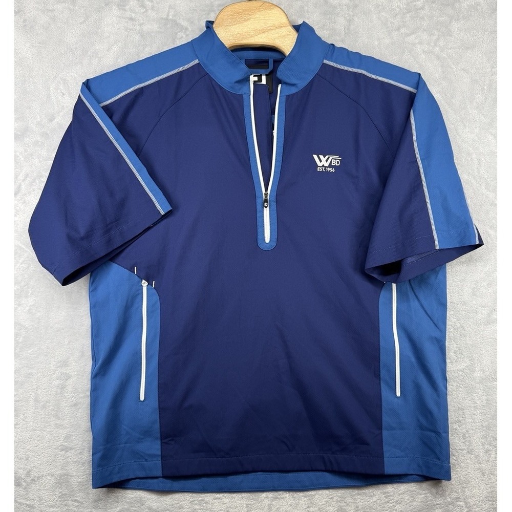 FootJoy FJ Windbreaker 1/2 Zip Short Sleeve Windshirt Blue 32649 Men's L NWT